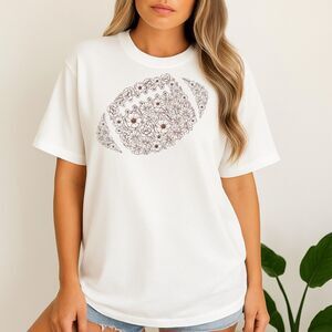 Chinoiserie Football Floral Graphic Tee – Game Day Shirt for Women, Fall Sports